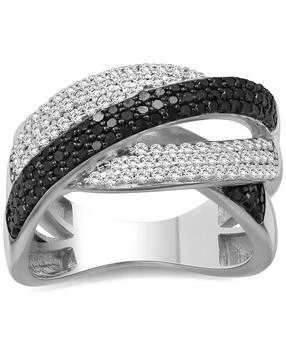 Macy's | Black Diamond (1/2 ct. t.w.) & White Diamond (1/2 ct. t.w.) Crossover Statement Ring in Sterling Silver