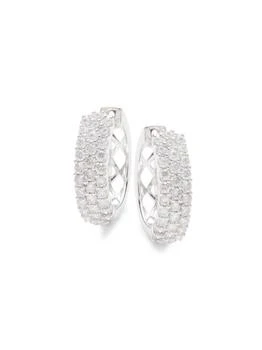 Saks Fifth Avenue | 14K White Gold & 1 TCW Diamond Hoop Earrings