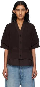 Sacai | Brown Suiting Mix Knit Cardigan