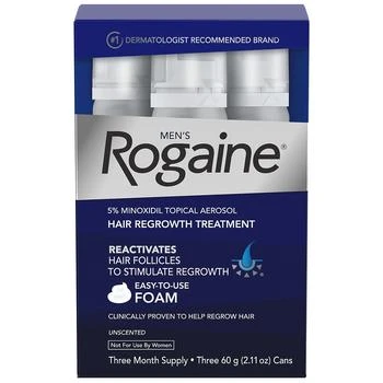 Rogaine 5% Minoxidil Foam for Hair Regrowth, Topical Treatment Unscented