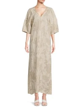Brunello Cucinelli | ​Linen Floral-Pattern Kaftan Dress