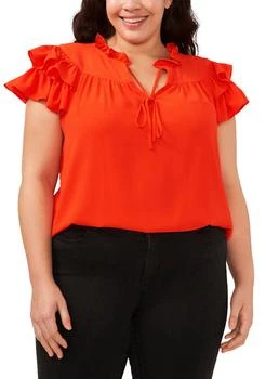 Plus Size Flutter Sleeve Blouse