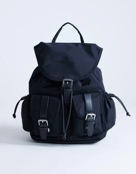 Topshop Topshop Bradley large nylon & pu backpack with pockets in black