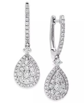 Macy's | Diamond Cluster Teardrop Earrings in 14k White Gold (1 ct. t.w.)