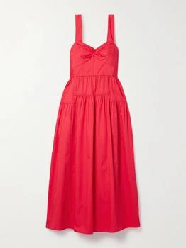 Gathered Cotton-poplin Midi Dress