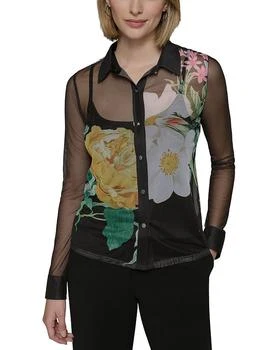Floral Print Mesh Shirt