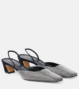 Khaite | Roosevelt embellished leather slingback pumps