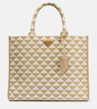 Prada | Symbole leather-trimmed tote bag