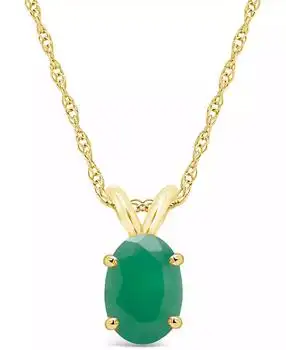 Macy's | Emerald (3/4 ct. t.w.) Pendant Necklace in 14k Yellow Gold