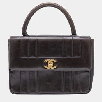 Chanel | Chanel Vintage Vertical Black/Brown Lambskin Tote GHW