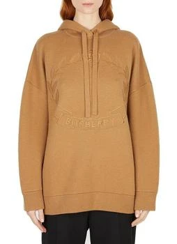 Burberry | Burberry Embroidered Oak Leaf Crest Drawstring Hoodie
