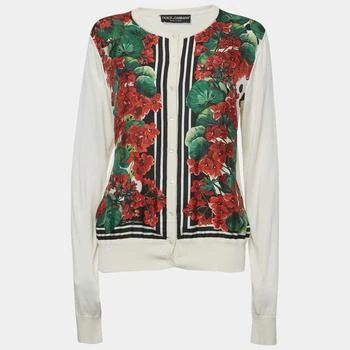 Dolce & Gabbana | Dolce & Gabbana Cream Printed Silk Cardigan XL