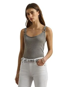 Ring Trim Metallic Sweater Tank Top