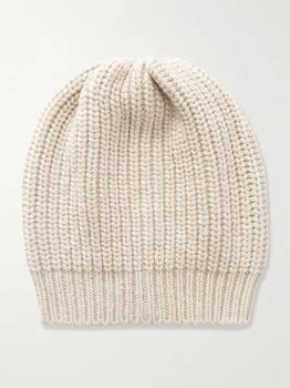 Brunello Cucinelli | Sequin-embellished Ribbed Cashmere And Silk-blend Beanie - Beige