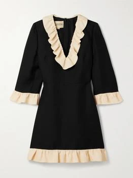 Valentino | Ruffled Wool And Silk-blend Crepe Mini Dress  - IT36