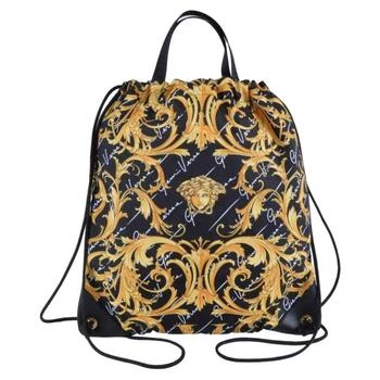 Versace | Women's Nylon Barocco Signature Print Drawstring Backpack In Black
