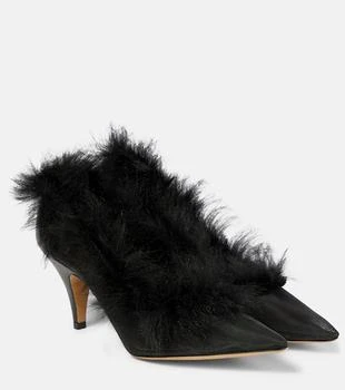 Khaite | River shearling-trimmed mesh pumps
