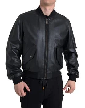 Dolce & Gabbana | Leather Blouson Full Zip Bomber Men's Jacket