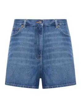 Valentino | Valentino Logo Patch Denim Shorts