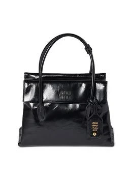 Shiny Leather Top Handle Bag