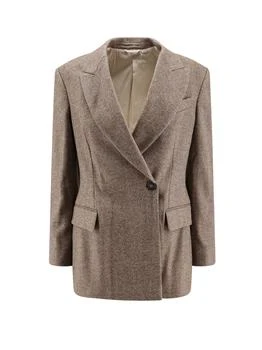 Brunello Cucinelli | Brunello Cucinelli Double-Breasted Herringbone Tailored Blazer