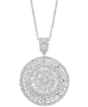 Effy | EFFY® Diamond Round & Baguette Sunburst Cluster 18" Pendant Necklace (1-1/2 ct. t.w.) in 14k White Gold