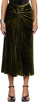 Dries Van Noten | Green Draped Midi Skirt