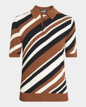 Dolce 
Gabbana | Men
s Diagonal Striped Knit Polo Shirt