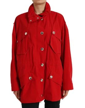 Dolce & Gabbana | Polyester Hooded Button Rain Coat Women's Jacket