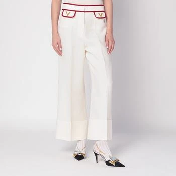Valentino | Ivory trousers with Gold V
