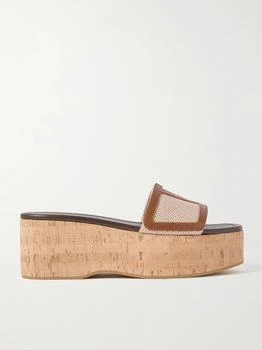 Valentino | Viva Superstar Leather-trimmed Canvas Platform Slides - Neutral - IT41