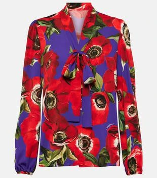 Dolce
Gabbana | Tie-neck floral silk-blend blouse
