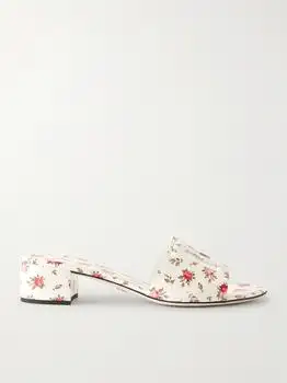 Dolce & Gabbana | Bianca Cutout Floral-print Leather Mules - IT35
