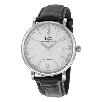 IWC Schaffhausen Portofino Automatic Silver Dial Black Leather Men's Watch 3565-01