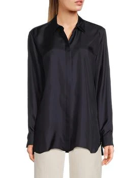 Theory Silk Button-Front Shirt