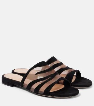 Gianvito Rossi | Tigra suede and mesh slides