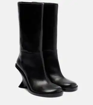 Dries Van Noten | 95 leather wedge knee-high boots