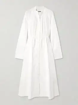 Jil Sander | Pintucked Cotton-poplin Maxi Shirt Dress - Off-white