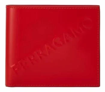 Salvatore Ferragamo | Men's Embossed Logo Leather Bifold Wallet In Flame Red