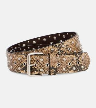 Dries Van Noten | Studded snake-effect leather belt