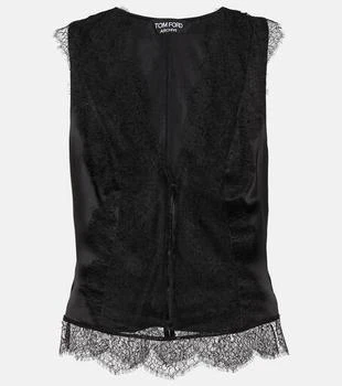 Tom Ford | Lace-trimmed silk-blend satin top