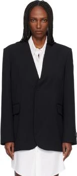 MM6 | Black Collarless Tailoring Wool Blazer