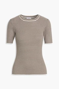 Brunello Cucinelli | Metallic striped ribbed cashmere and silk-blend top