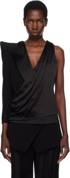 Balmain | Black Asymmetric Structured Blouse Jacket