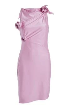 Coperni - Asymmetric Flower Mini Dress - Light Pink - M - Moda Operandi