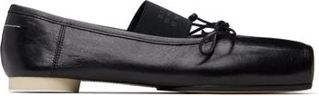MM6 | Black Numeric Square-Toe Ballerina Flats