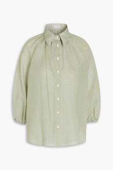 Brunello Cucinelli | Bead-embellished striped cotton and silk-blend shirt