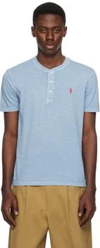 Blue Slub Jersey Short-Sleeve Henley