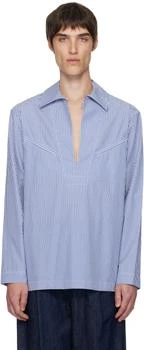Dries Van Noten | Blue Popover Cotton Shirt