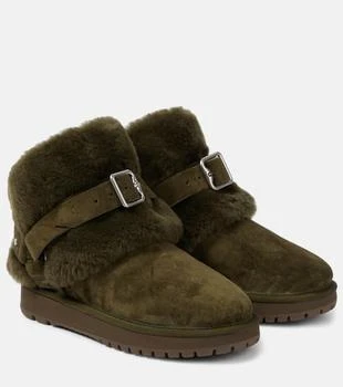 Burberry | Shearling-trimmed suede ankle boots